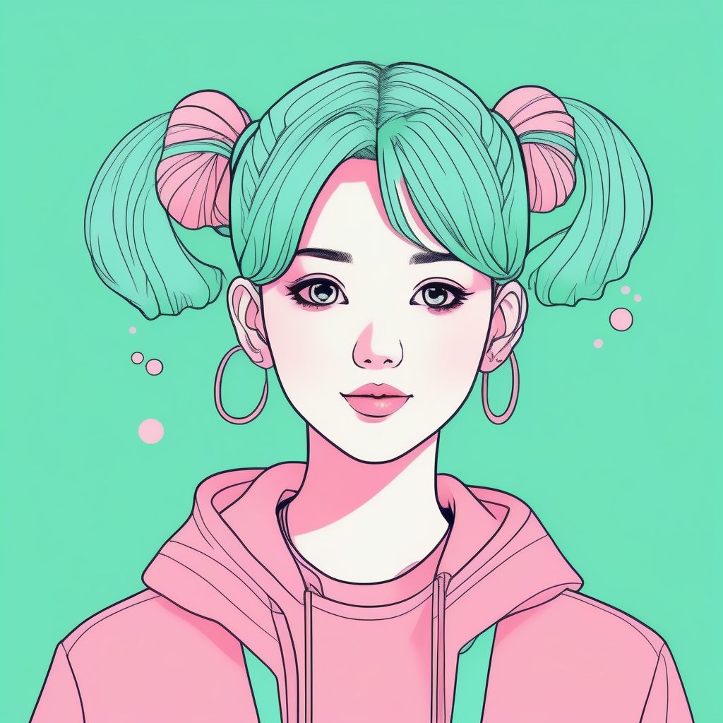 泡泡糖朋克：高双马尾与糖果色潮流女孩