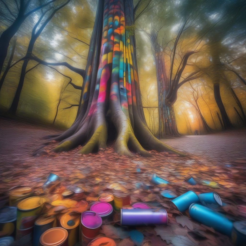 喷漆罐树林：超现实主义涂鸦景观