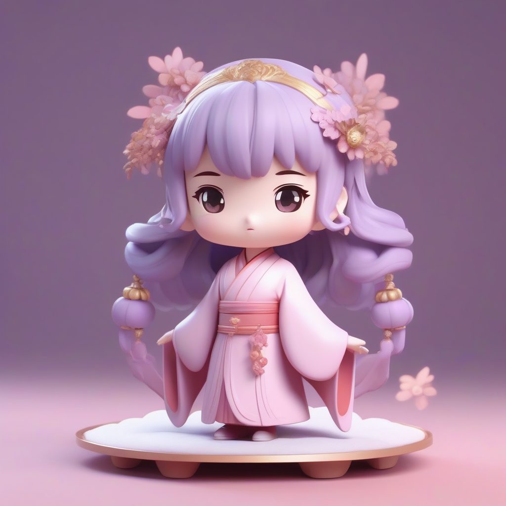 飘逸仙气：C4D高精Q版云中仙子全身渲染图（纯色背景）