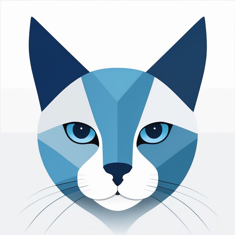 平面设计-极简蓝色猫咪肖像