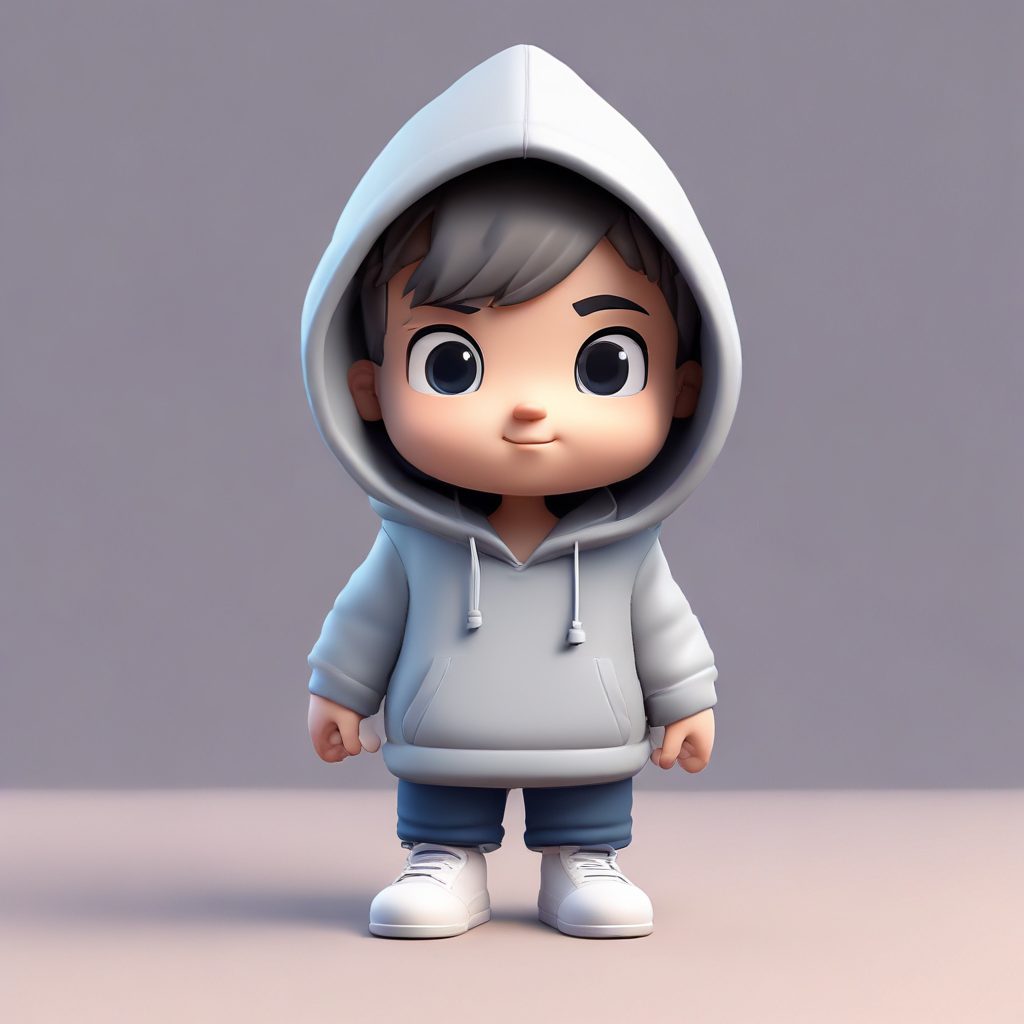 【Pop Mart风】3D卫衣男头：C4D粘土质感盲盒手办全身像AI提示词