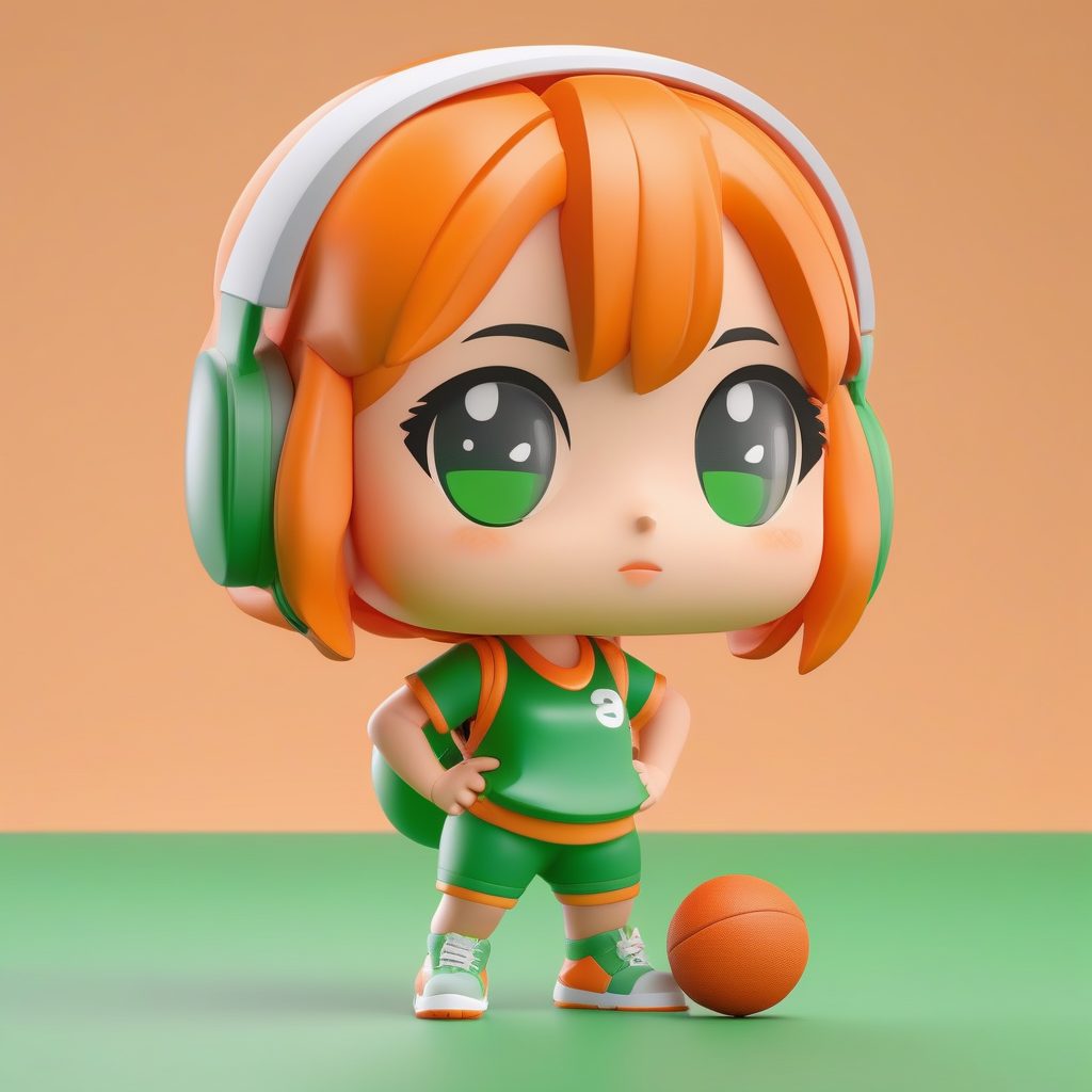 PopMart风格极简Q版橙发运动少女盲盒