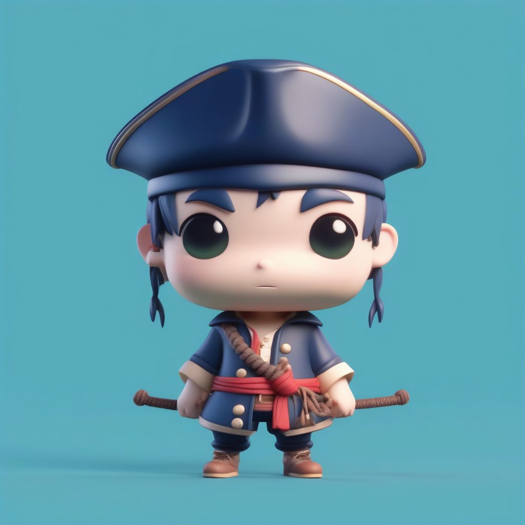 Pop Mart盲盒：叛逆海盗风Q版在逃公主全身3D渲染