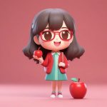 popmartq ban xiao xue nyu jiao shi quan shen nian tu shou ban chi ping guo yu fen bi chao ke ai 3d