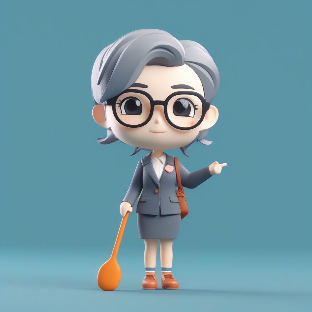 Q版班主任:粘土盲盒风3D渲染,圆框眼镜与大教鞭的卡哇伊造型 5 Q版班主任:粘土盲盒风3D渲染,圆框眼镜与大教鞭的卡哇伊造型