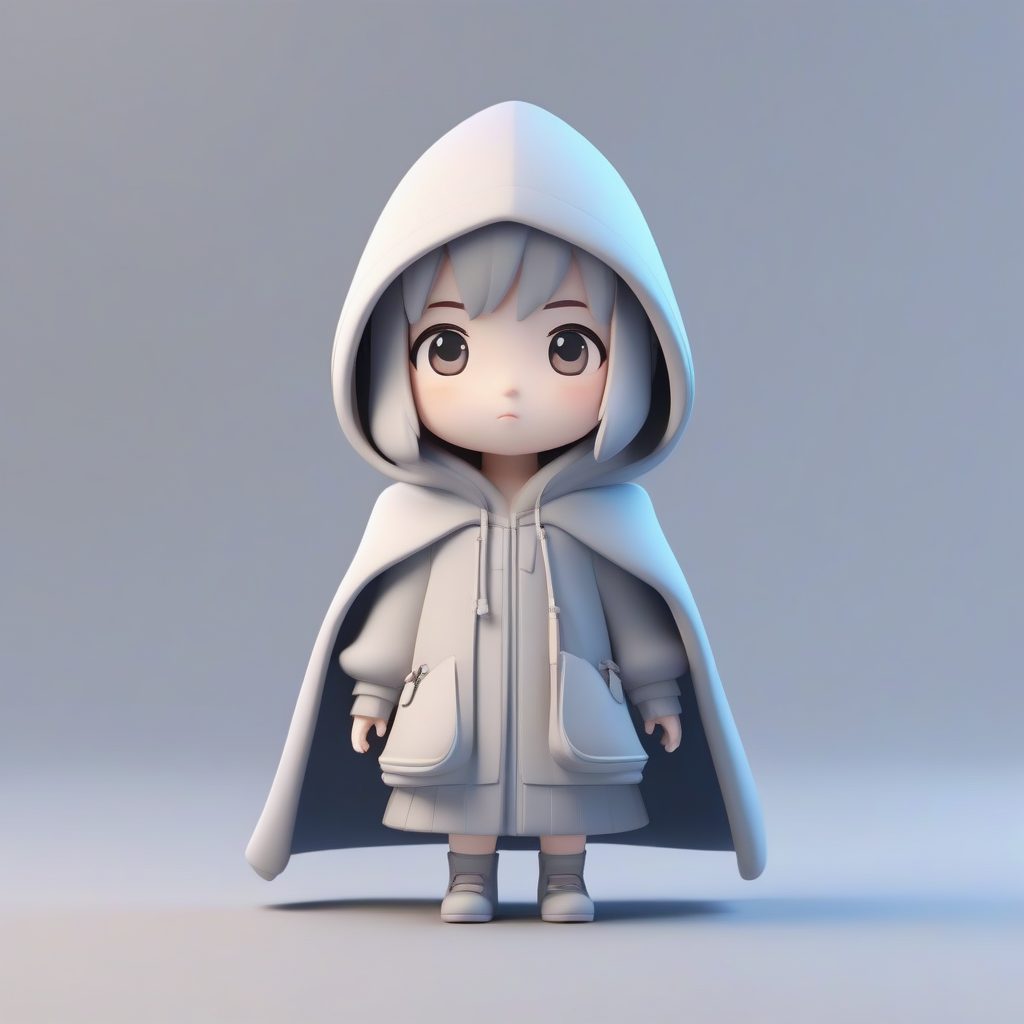 Q版迪士尼在逃公主：斗篷包裹的盲盒手办全身渲染