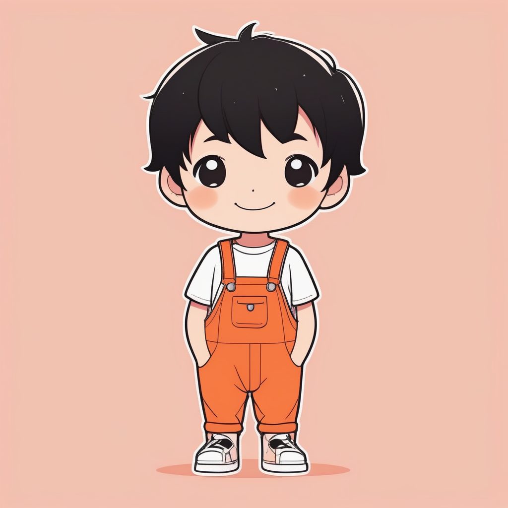 Q版极简男孩:粉色纯色背景