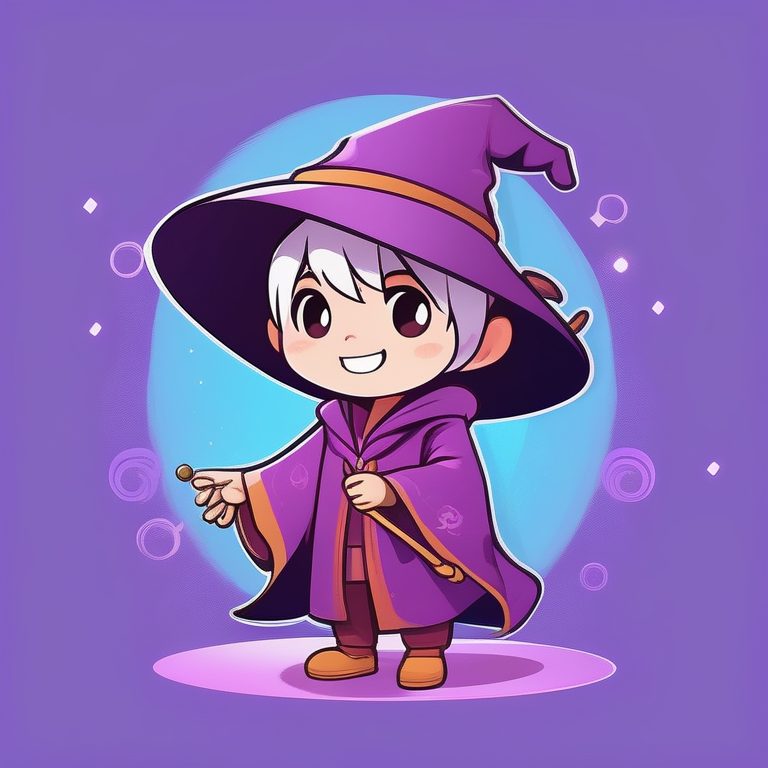 Q版卡哇伊男孩cos魔法师插画