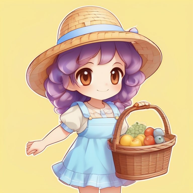 Q版可爱女孩草帽野餐·温柔夏日风