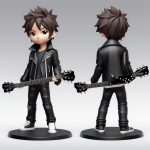 Q版盲盒摇滚明星男孩3D提示词:皮革造型与酷炫姿态 5 q ban mang he yao gun ming xing nan hai 3d ti shi ci pi ge zao xing yu ku xuan zi tai