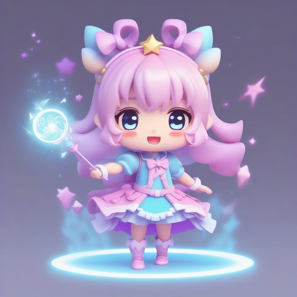 Q版魔法少女全身插画:超萌动态姿势与马卡龙配色提示词教程