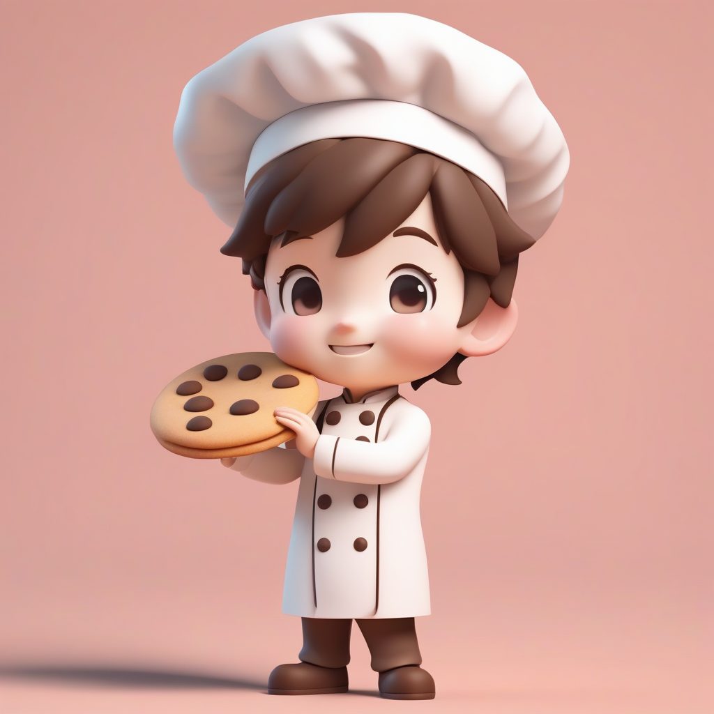 Q版粘土人厨师男孩：3D盲盒甜点主题角色提示词