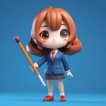 Q版女教师:手持教鞭的3D盲盒手办渲染(严肃可爱风) 7 q ban nyu jiao shi shou chi jiao bian de 3d mang he shou ban xuan ran yan su ke ai feng