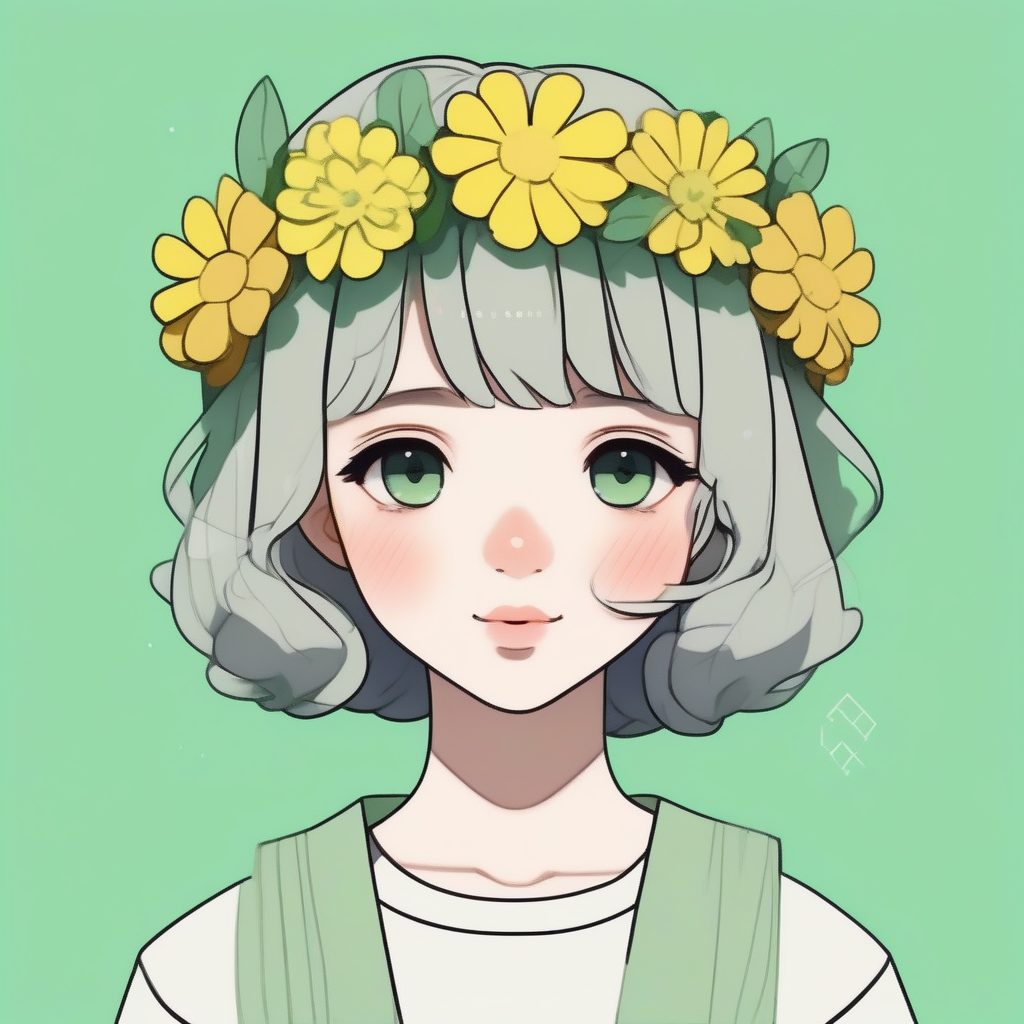 Q版Soft Girl：治愈系马卡龙绿花环肖像