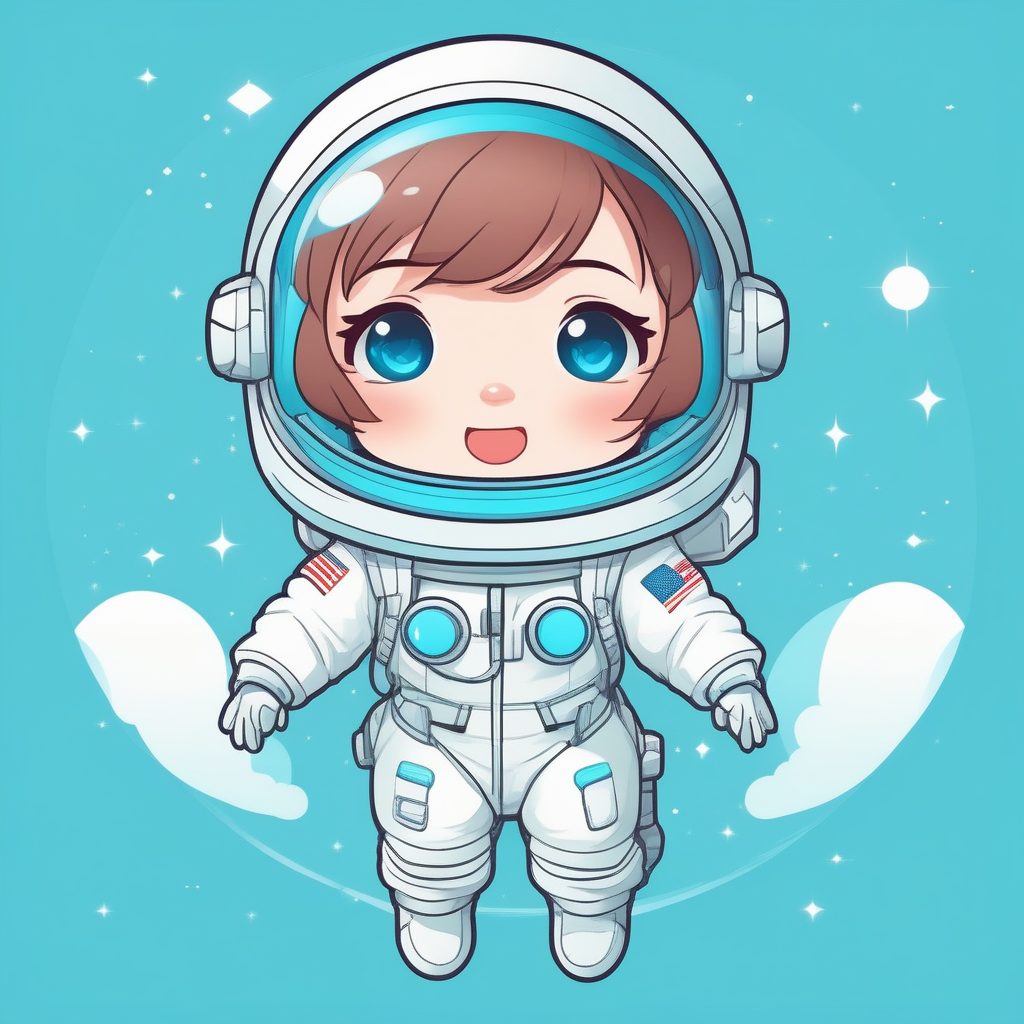 Q版宇航员少女，极简萌系二次元全身照