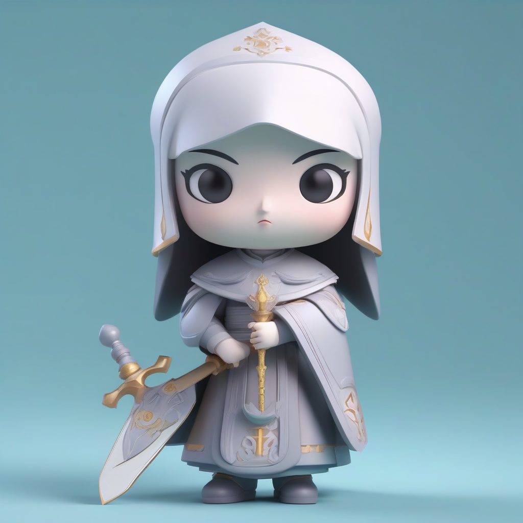 Q版战锤修女：高光泽粘土材质 3D渲染战斗造型