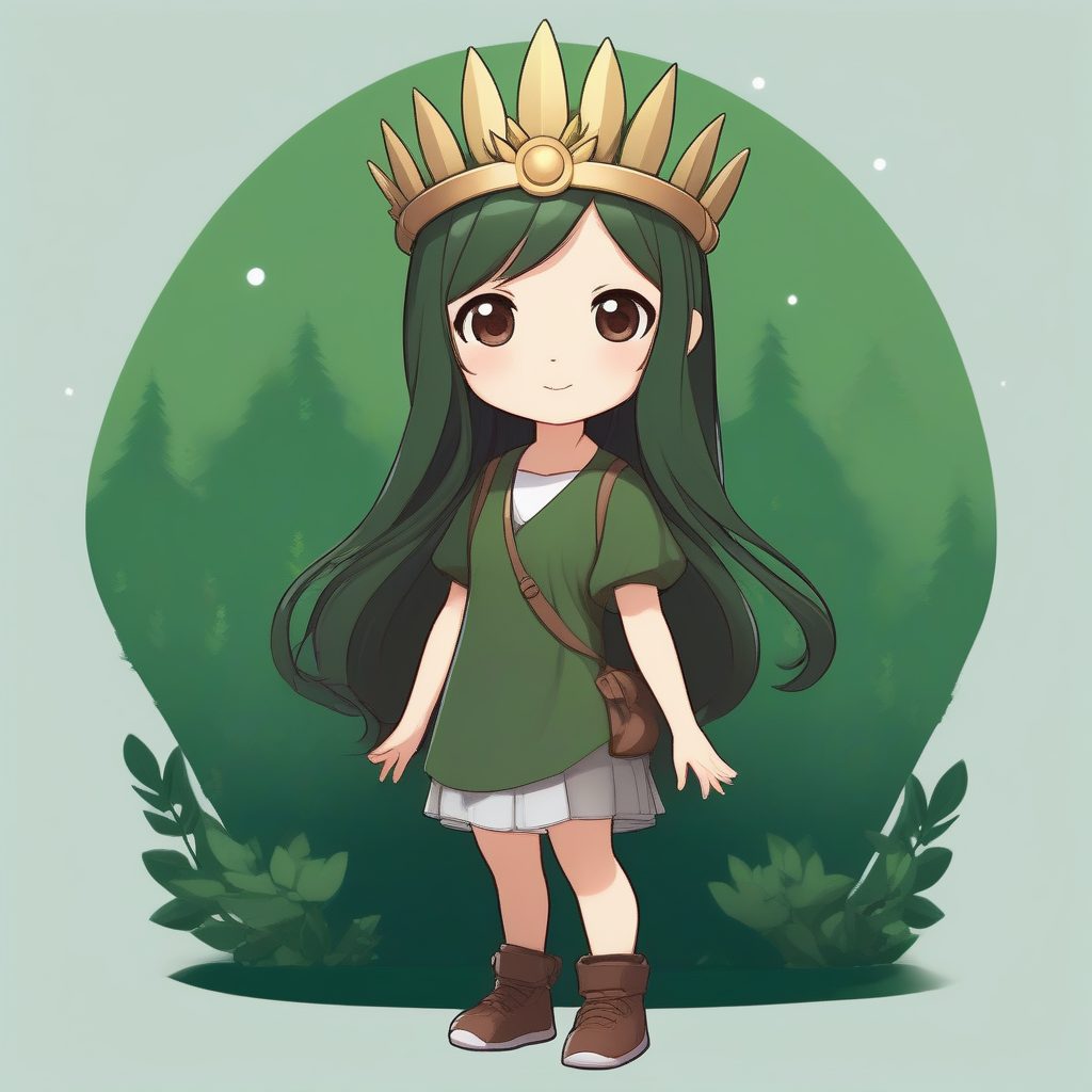 奇幻精灵Q版：高细节RPG画风全身立绘，森林绿背景