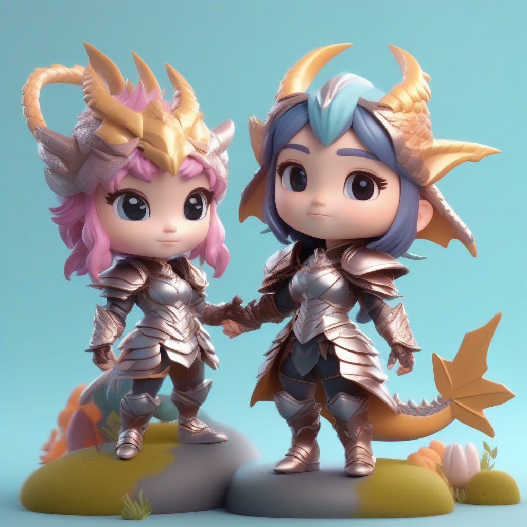 奇幻Q版驯龙师:Octane光追3D粘土手办生成技巧与提示词