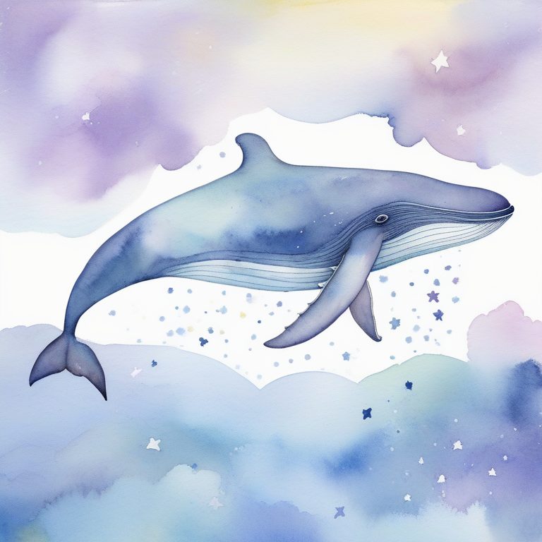 奇幻水彩蓝鲸梦境