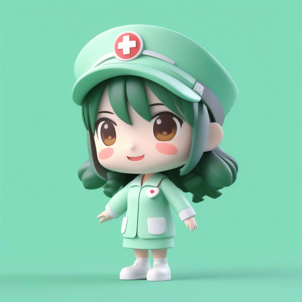 俏皮Q版护士：比心手势与俏皮眨眼，C4D高精细渲染