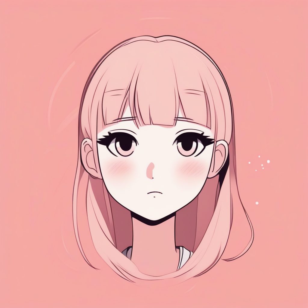 俏皮眨眼：高风格化二次元极简人像，纯色粉红背景