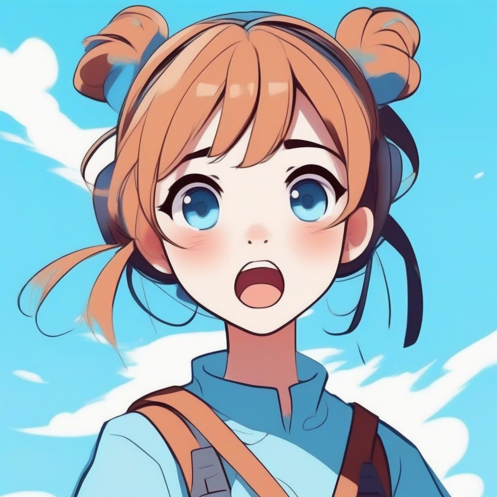 青春活力：简约丸子头少女的惊喜表情头像