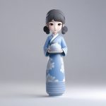 qing hua ci qi pao q ban shou peng hua ping de xian jing shao nyu 3d tu