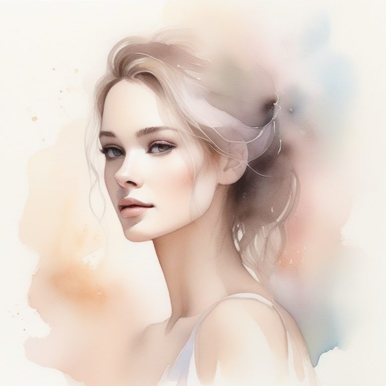 轻柔水彩时尚肖像