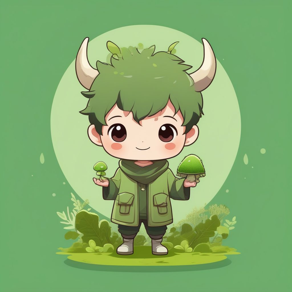 清新2D插画风：Q版森林精灵男孩AI绘画关键词
