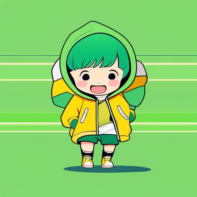 清新极简Q版动漫小男孩周末装全身照