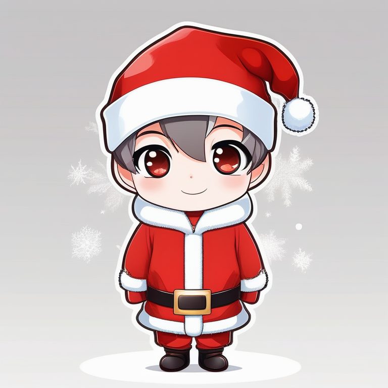 清新极简Q版圣诞少年卡哇伊艺术