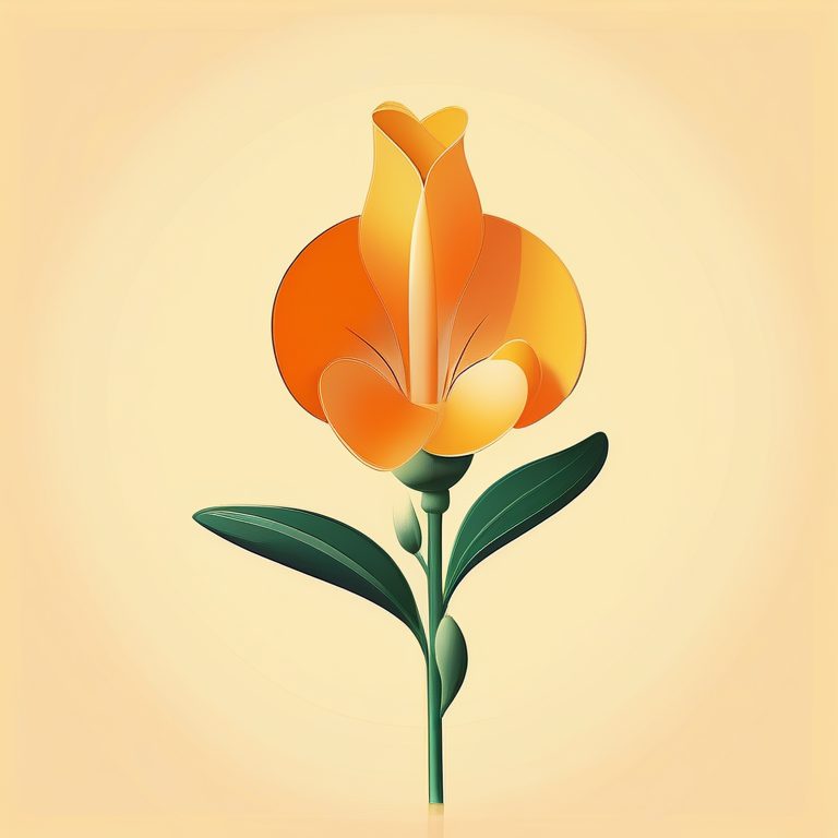 清新极简装饰画·一枝橙色金鱼草·向日暖意