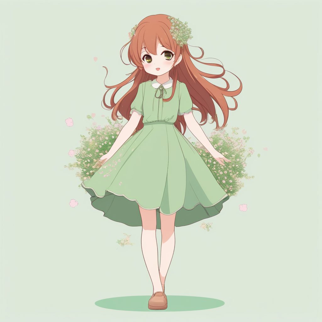 清新可爱风格Q版花仙子女孩插画：简单背景