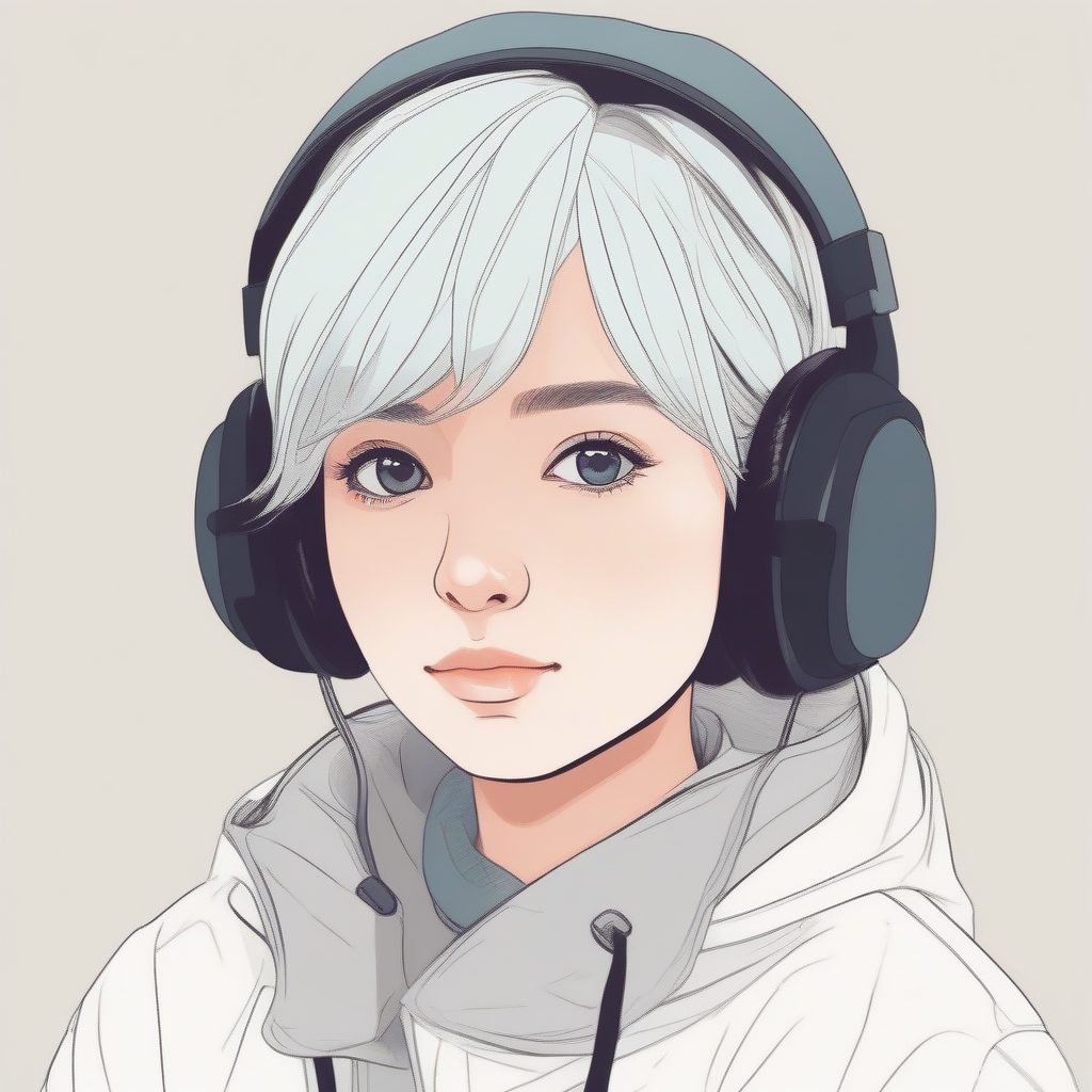 清新治愈系AI绘画：利用“纯色背景”和极简描边突出人物主体