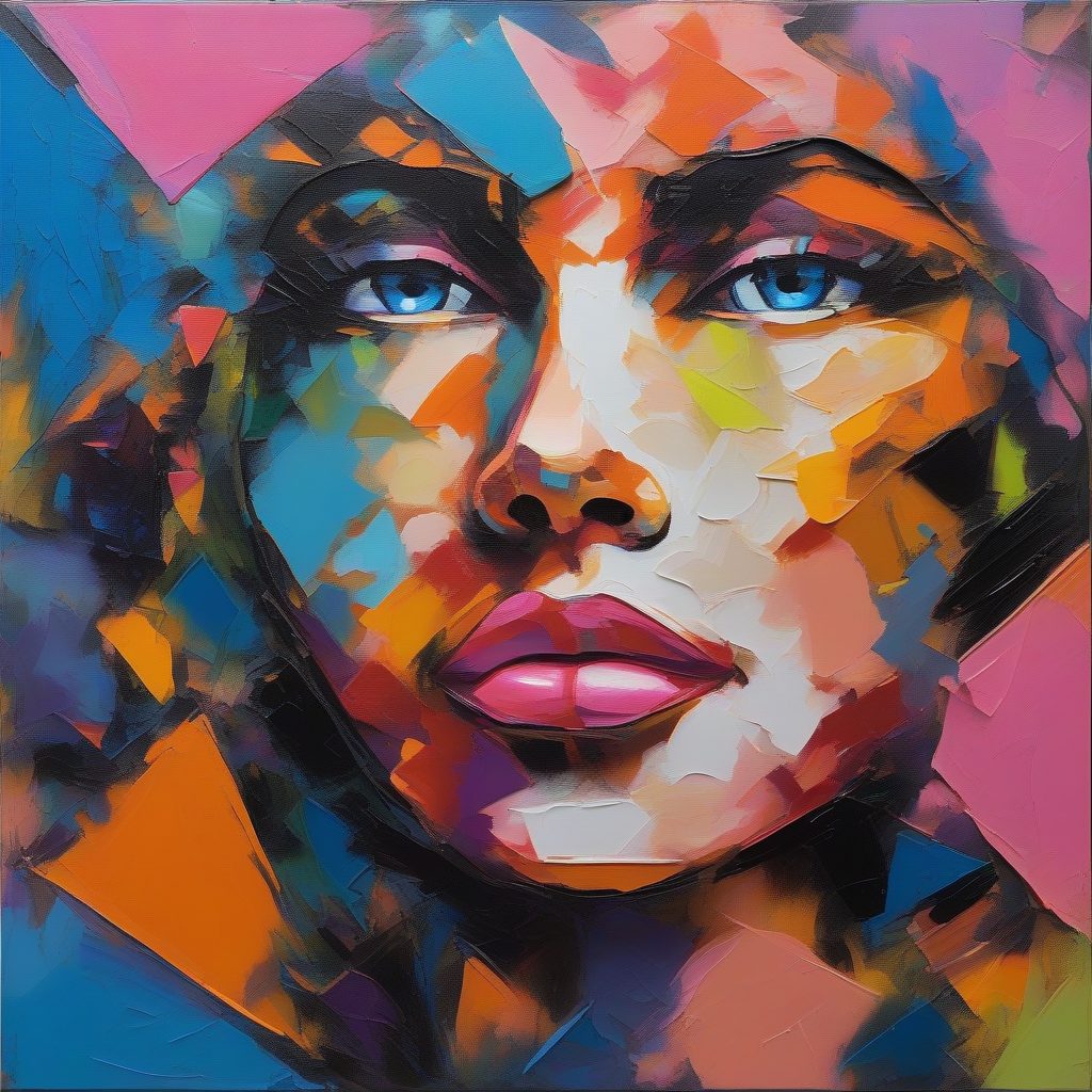 情绪碎片：霓虹与柔和色调构筑的抽象人像