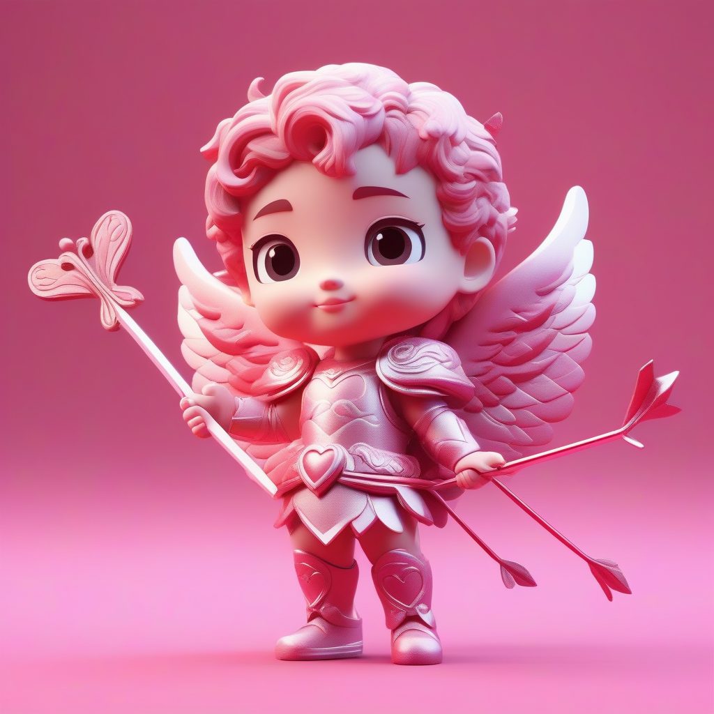 丘比特爱神：超可爱粘土质感，暖色调3D盲盒全身像