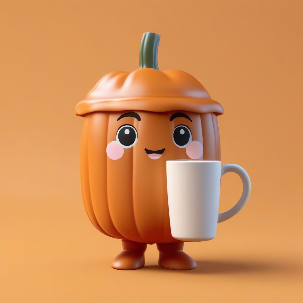 秋日限定南瓜拿铁Q版：拥抱马克杯的温暖3D粘土艺术