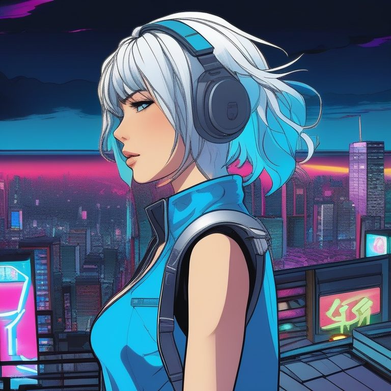 日漫T恤风格的未来都市女孩