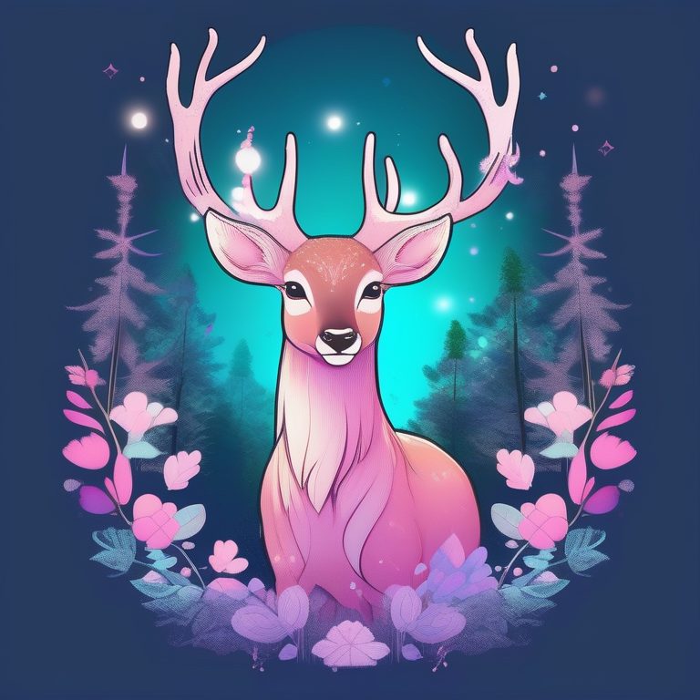 日漫T恤风格森林里的梦幻鹿