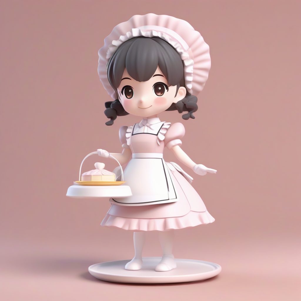 日系卡哇伊Q版女仆:C4D粘土全身立绘与纯色背景AI提示词 37 日系卡哇伊Q版女仆:C4D粘土全身立绘与纯色背景AI提示词