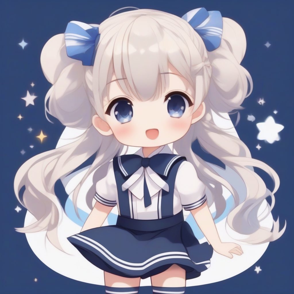 日系制服潮流Q版:水手服和长筒袜,元气少女全身纯色背景图