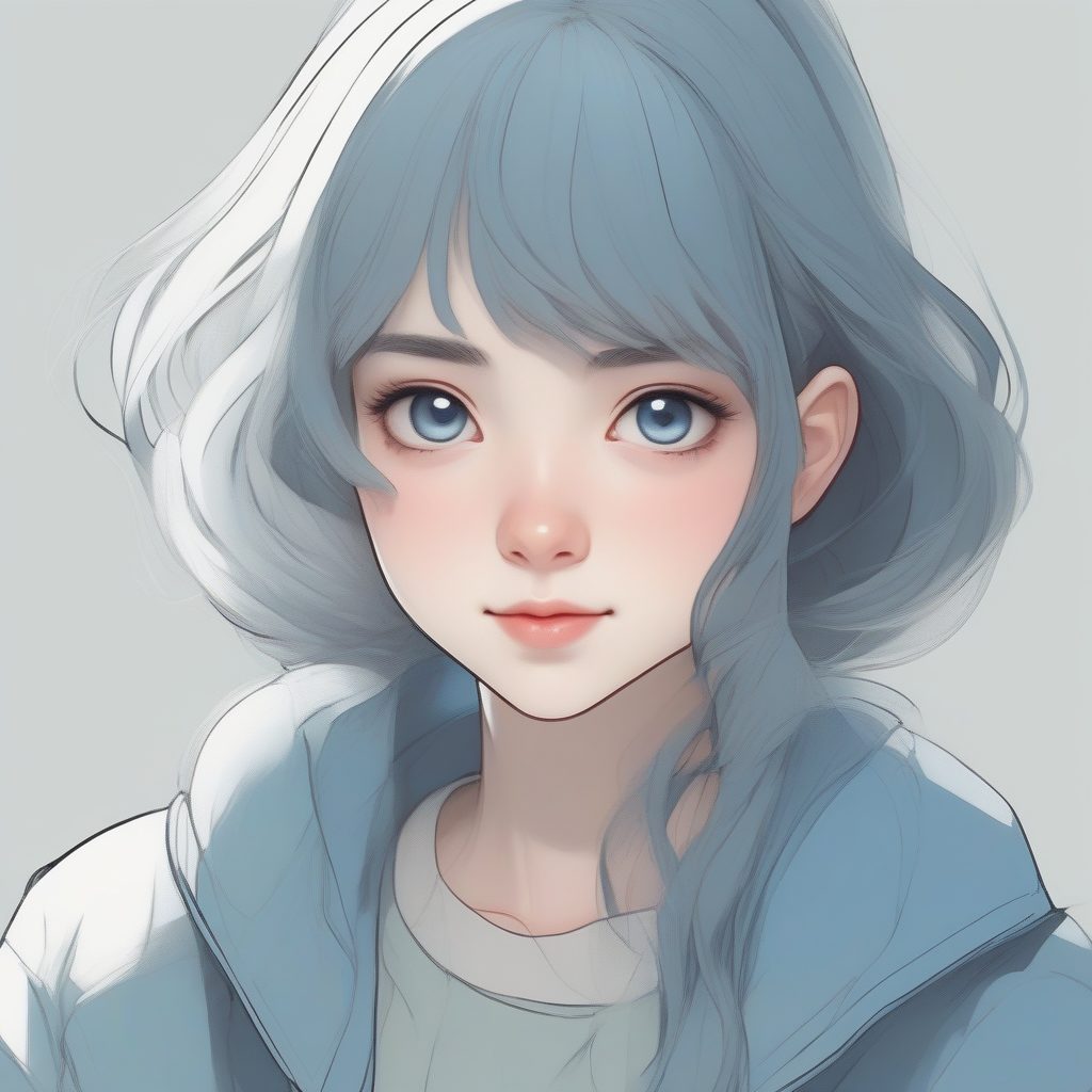 柔光氛围：马卡龙灰蓝色调的赛璐珞肖像