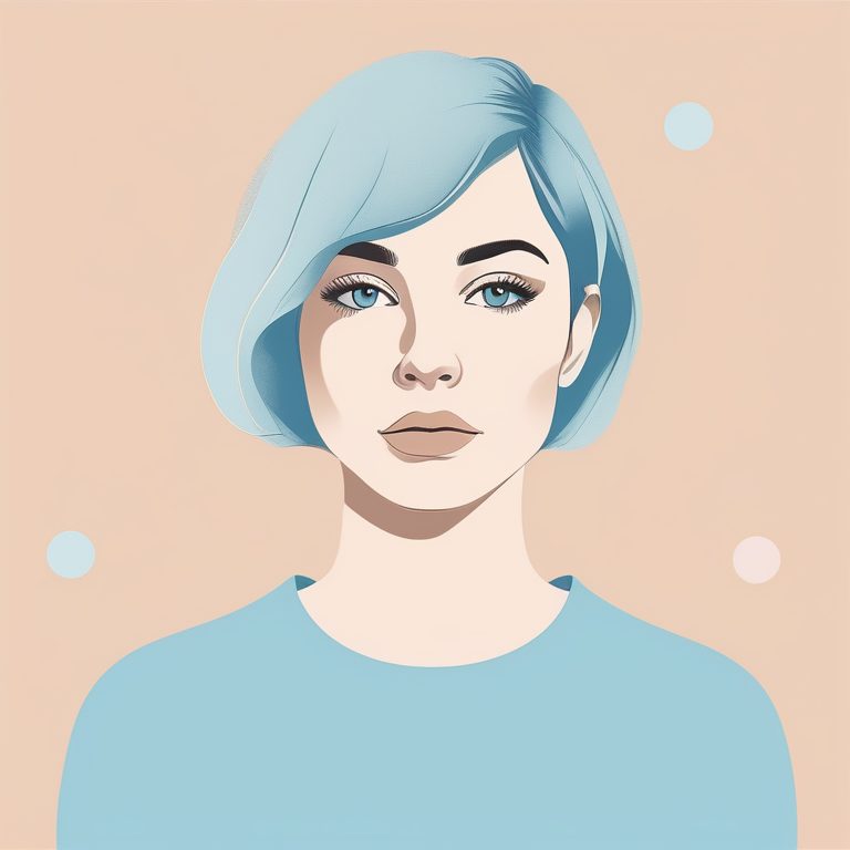 柔和粉彩极简插画风格的女孩肖像