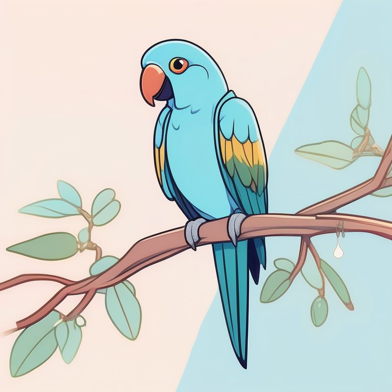 柔和粉彩极简风中的一只鹦鹉插画