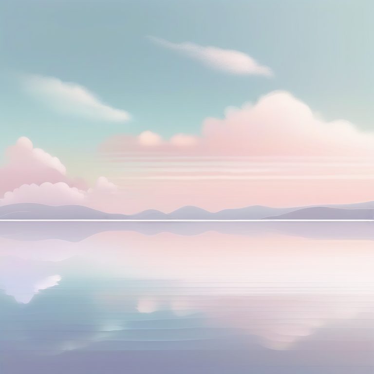 柔和粉彩极简主义下的静谧湖泊风景