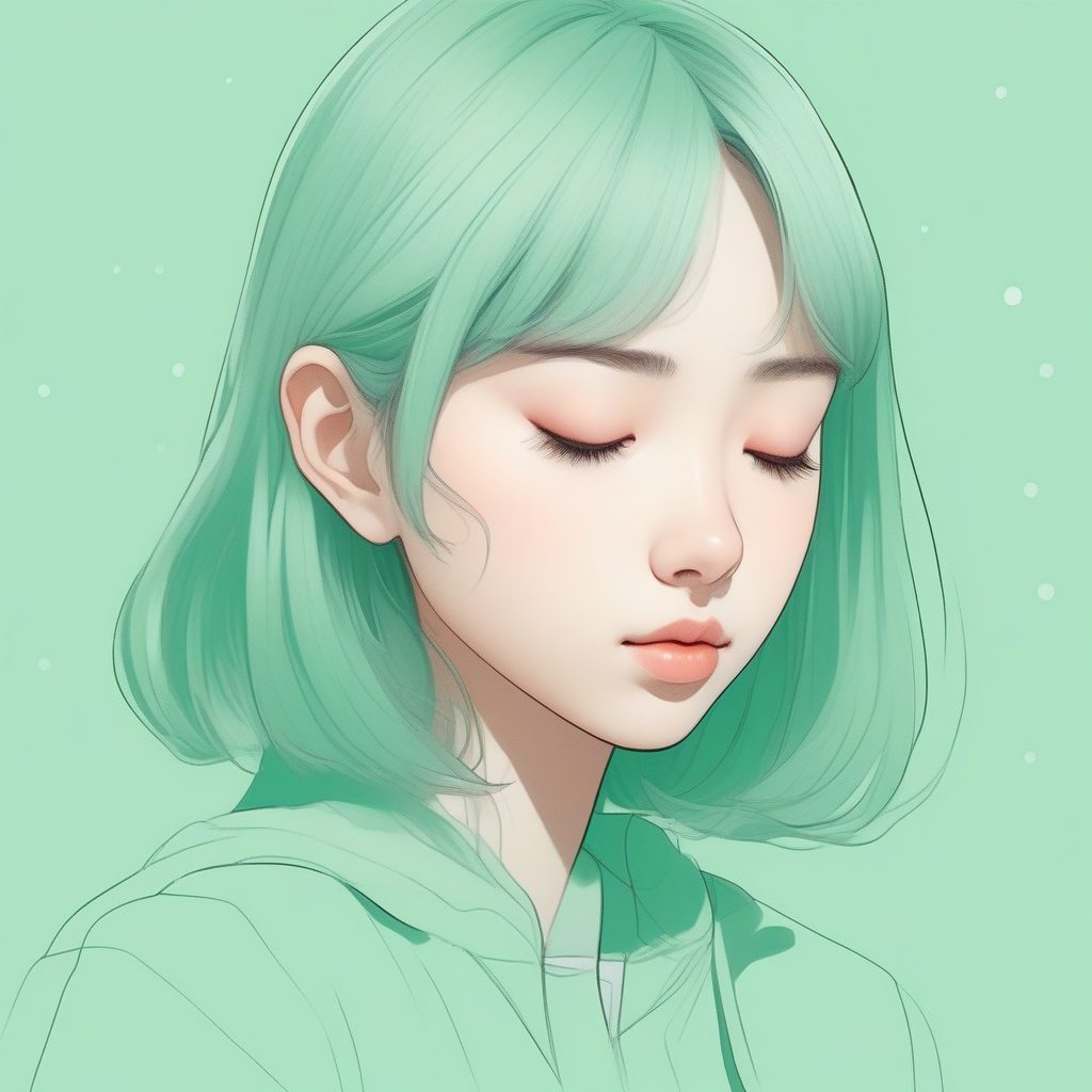 柔和光影极简少女：闭眼沉静的温柔肖像