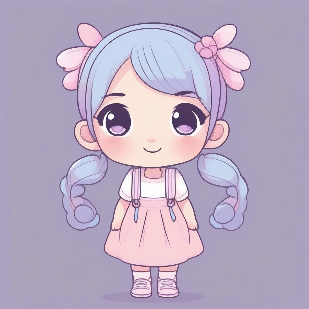 柔和渐变Q版画:光滑表面处理的双马尾女孩全身像 1 柔和渐变Q版画:光滑表面处理的双马尾女孩全身像