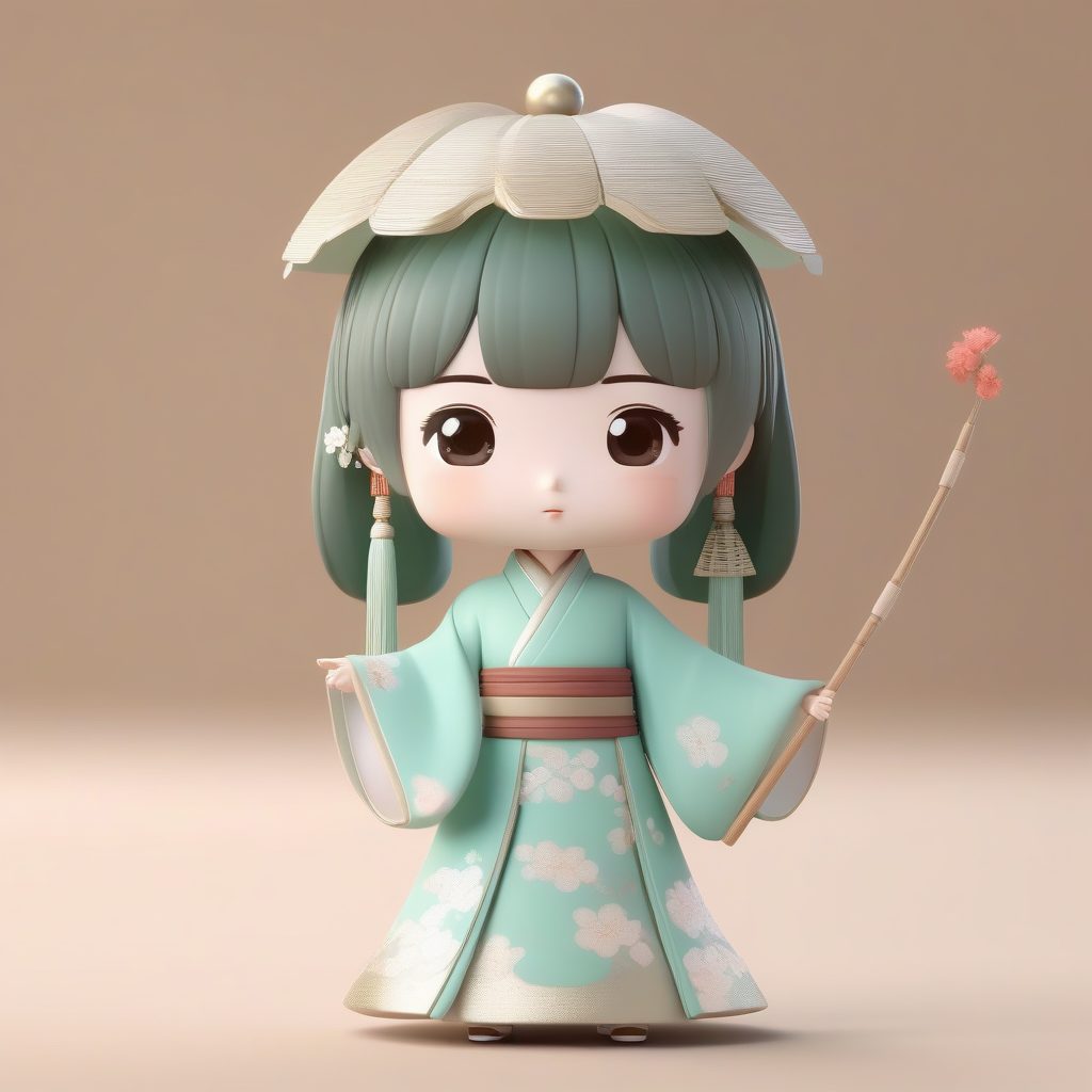 柔和色宋制汉服Q版:持团扇的3D盲盒全身照 7 柔和色宋制汉服Q版:持团扇的3D盲盒全身照