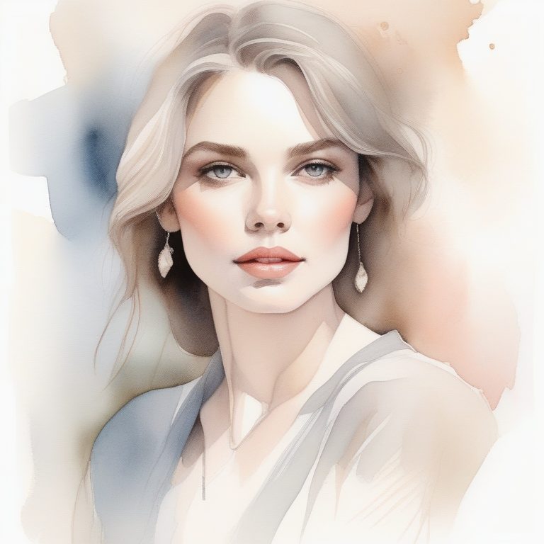 柔和水彩时尚女性肖像