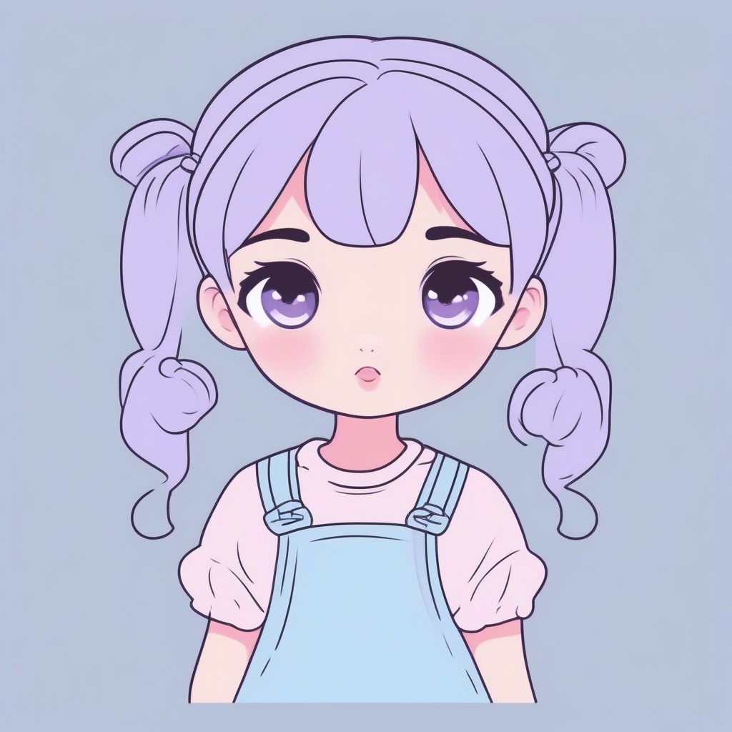 柔和治愈系：Q版双马尾女孩的戏剧性噘嘴全身图